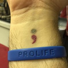 Two causes I firmly stand behind, #prolife &amp; #SemicolonEDU The first is rather self explanatory, the second is an actual tattoo (which I thought I would NEVER do) of a semicolon. Semicolons are used by authors when they could choose to end a story bu
